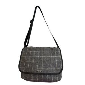 Vintage Kate Spade Gray Wool Crossbody Messenger Bag Travel